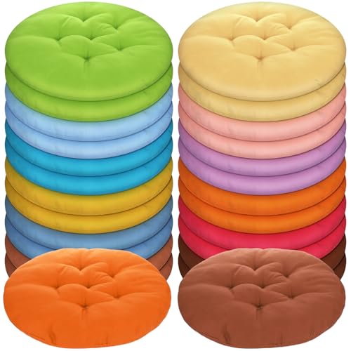 24 Pcs Round Floor Cushions Floor Pillows Meditation Seat Pillows Flexible Seating for Adults Kids 12 Colors Chair Cushions for Classroom Nursery Living Room YogaColorfulMedium 157 Inch