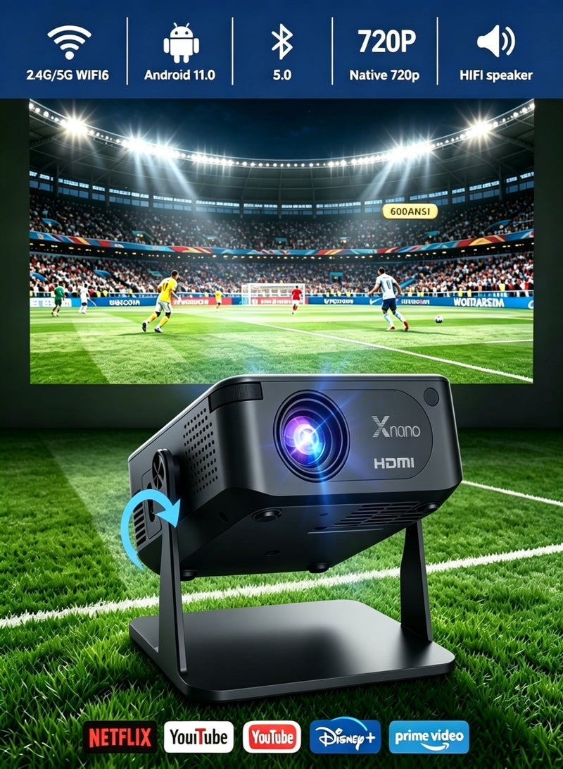 Xnano HA109 Mini Projector, Portable Projector 4K Support Compatible with iOS/Android/Windows/TV Stick/USB/HDMI - Image 2