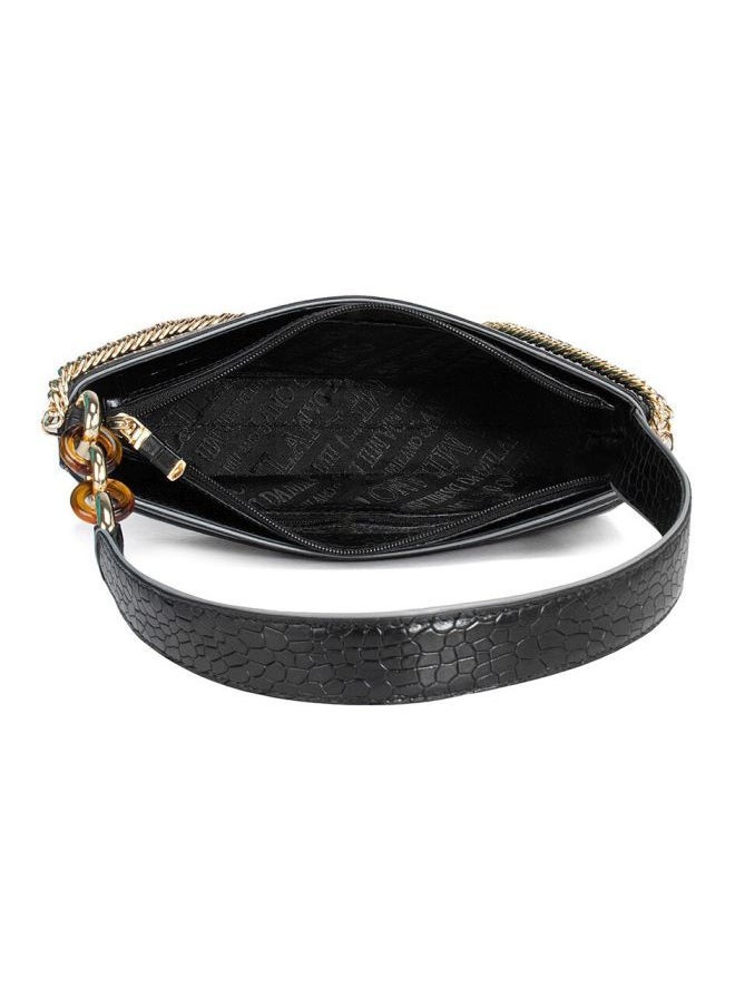 Da Milano - Textured Leather Structured Shoulder Bag Black - Image 1