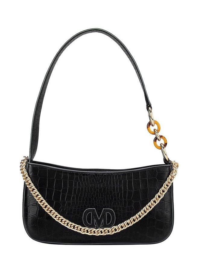 Da Milano - Textured Leather Structured Shoulder Bag Black - Image 1