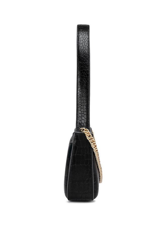 Da Milano - Textured Leather Structured Shoulder Bag Black - Image 1