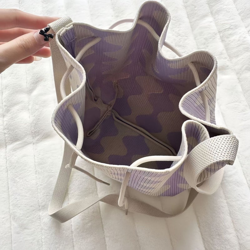 Ins Drawstring Bag For Women, Knitted Tote Bag, Bucket Bag, Crossbody Bag, Versatile Casual Storage Bag For Leisure Travel - Image 4