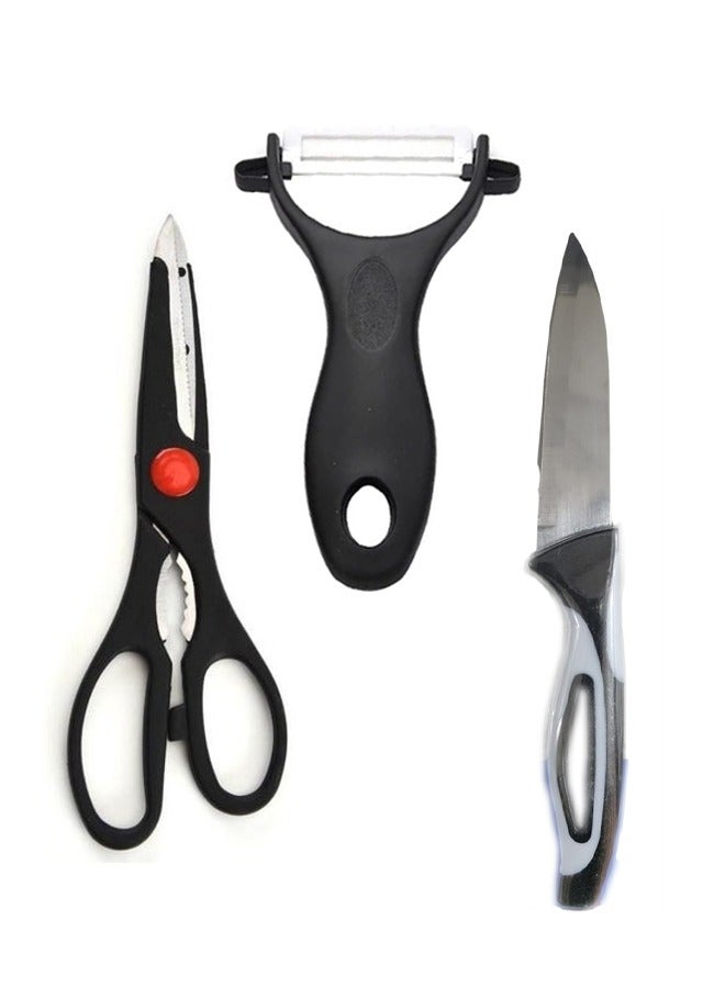 3-Pieces Multi-Use Peeler Knife And Scissors Set 