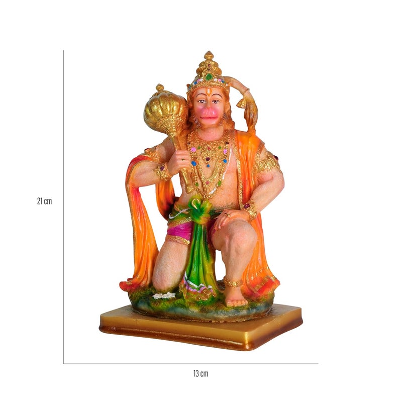Newven Hanuman Murti Lord Hanuman Ji Idol Bajrangbali Bahubali Statue for Home Decor Showpiece Gifts for House Warming for Living Pooja Room Multicolour 13 X 9 X 21 CM - Image 2