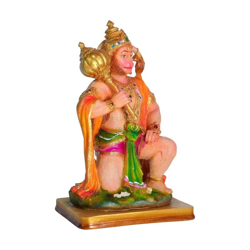 Newven Hanuman Murti Lord Hanuman Ji Idol Bajrangbali Bahubali Statue for Home Decor Showpiece Gifts for House Warming for Living Pooja Room Multicolour 13 X 9 X 21 CM - Image 3