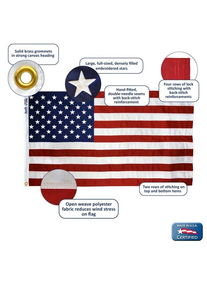 Annin Flagmakers (2730) Tough-Tex American Flag, Made in USA, 5 x 8 Feet, Polyester - Image 3