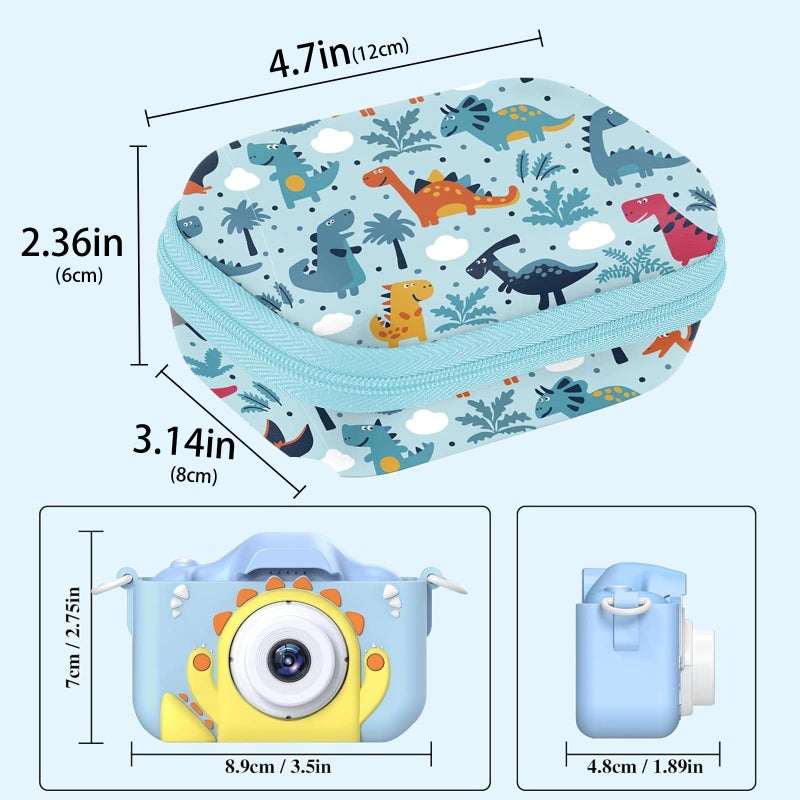 Leayjeen Kids Camera Case Compatible with OUTUVAS/Goopow/Mgaolo/HOOMOON/Kids Camera Toys and Kids Digital Video Camcorder Camera,Best Birthday Festival Gift -Light Blue Dinosaur(Case Only) - Image 2