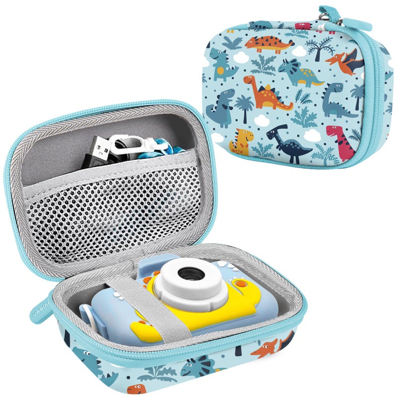 Leayjeen Kids Camera Case Compatible with OUTUVAS/Goopow/Mgaolo/HOOMOON/Kids Camera Toys and Kids Digital Video Camcorder Camera,Best Birthday Festival Gift -Light Blue Dinosaur(Case Only) - Image 1