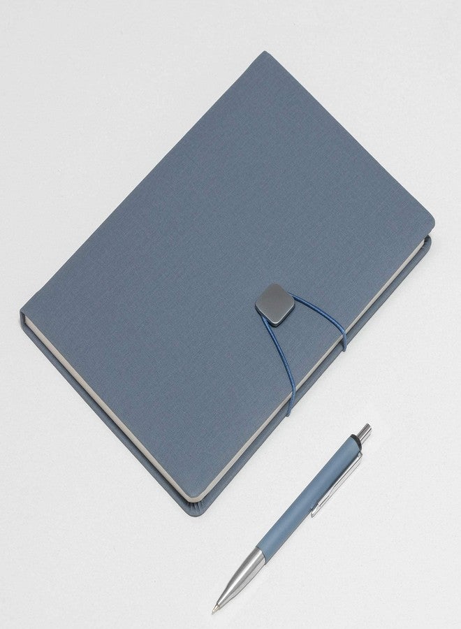REGAL Premium A-5 PU Leather Notebook Diary Journal with Metal Accessorised Elastic Band Closure, 192 pages, 80 gsm (Cadet Grey) - Image 2