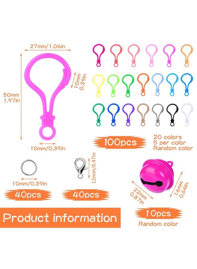 SOCNITC 150 PCS Lanyard Clips and Hooks, Multicolor Lobster Clasp Keychain Plastic Lanyard Clips with Jump Rings, Lanyard Hook for Keychain Clasp, Plastic Keychains Backpack Clips for Crafts DIY Handmade - Image 2