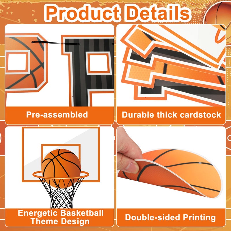 Maniaacer Pre-strung Basketball Birthday Party Decorations Basketball Happy Birthday Banner with Honeycomb Balls Basketballs Hoops Hanging Swirls Circle Dots Garland for Boys Men Sports Theme Party Decor - Image 4