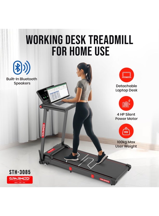 Sparnod Fitness STH-3085 Foldable Treadmill for Home Use – 2.5 HP Motor, 12 Preset Programs, 12 km/h Speed, Manual Incline, LED Display, Shock Absorption, 90kg Max Weight - Image 2
