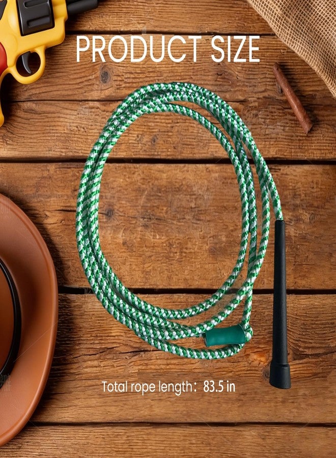 OOHGLITZ Kids Cowboy Lasso Rope Toy - Adjustable Pre-Tied Roping Rope, 84in Ranch Toy with Handle for Outdoor Pretend Play (Green and White) - Image 5
