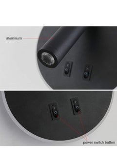 General Bedside lamp rotatable wall lamp bedroom spotlight bedroom reading light 3000K (3W + 9W, black)  - Image 4