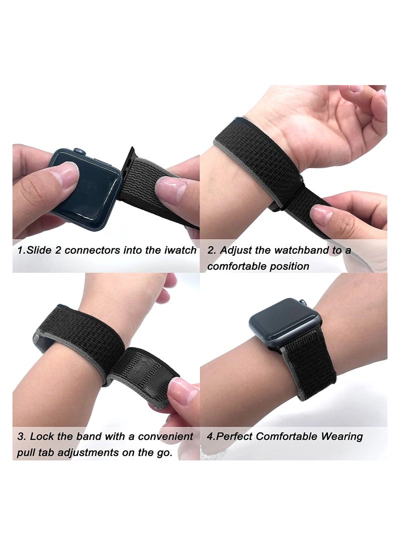 3 Pack Trail Loop Nylon Band Compatible with Apple Watch Band 49mm 45mm 44mm 42mm Women Men,Adjustable Sport Breathable weave Strap Compatible for Apple Watch Ultra Series 87654321SE  - Image 4