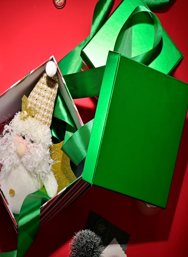 PAPER FAIR 5PCS Christmas Nesting Gift Boxes with Lid, Xmas Nested Box Set, 5 Sizes, Square Stackable, Green Red Stripe Paper Box Tower Décor with Satin Ribbon, for Holiday Thanksgiving New Year - Image 3