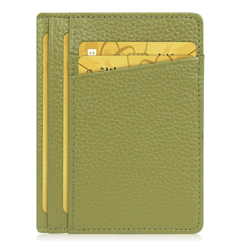 Unaone Slim Minimalist Wallet - Premium Leather RFID Blocking Front Pocket Wallets with 8 Card Slots and 2 ID Window, Green - Image 1