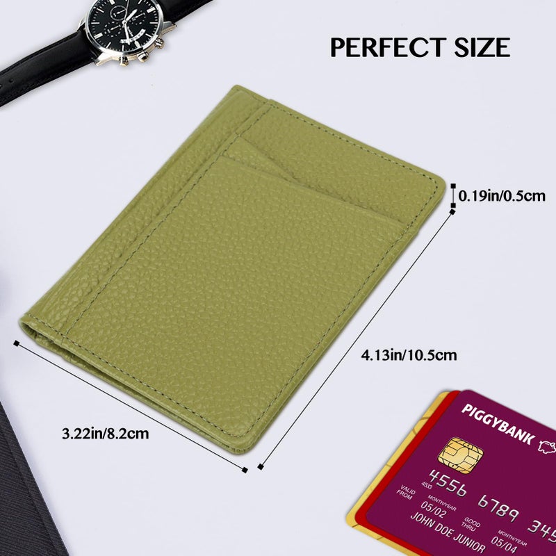 Unaone Slim Minimalist Wallet - Premium Leather RFID Blocking Front Pocket Wallets with 8 Card Slots and 2 ID Window, Green - Image 3