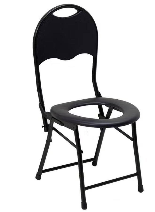 Gasin Portable Folding Commode Chair with Backrest – Durable Toilet Chair for Elderly, Patients & Home Care-No armrest - toilet chair - Image 1