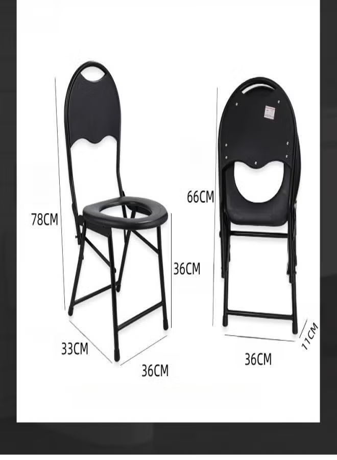 Gasin Portable Folding Commode Chair with Backrest – Durable Toilet Chair for Elderly, Patients & Home Care-No armrest - toilet chair - Image 2