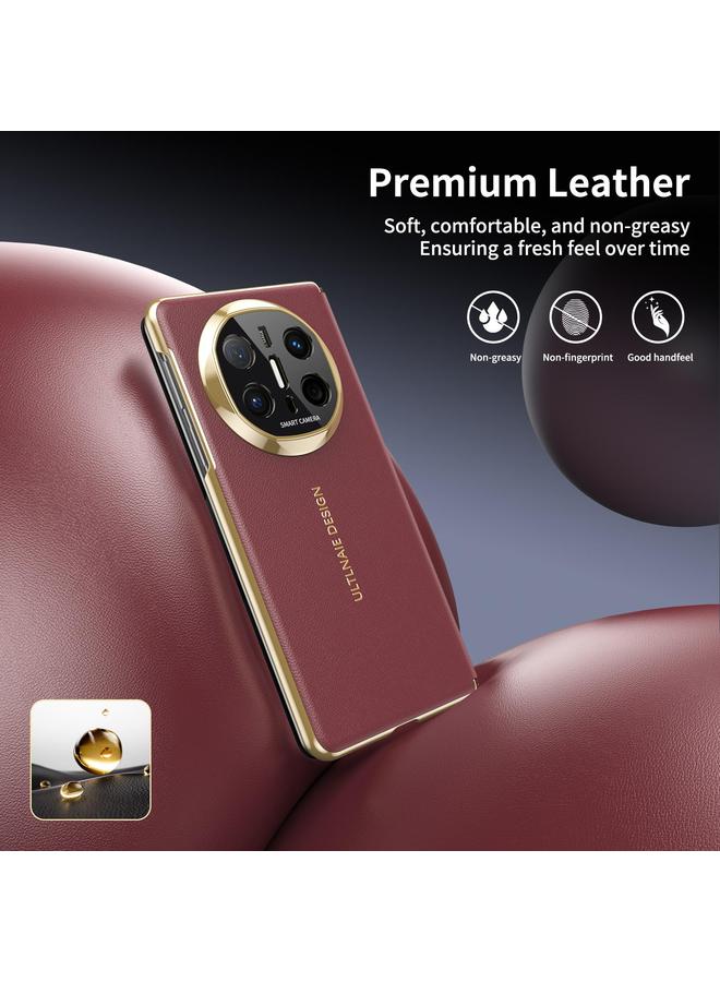 erorex Case For Huawei Mate X6 Gold Flip Fold Smart Window MagSafe Leather Phone Case - Image 3