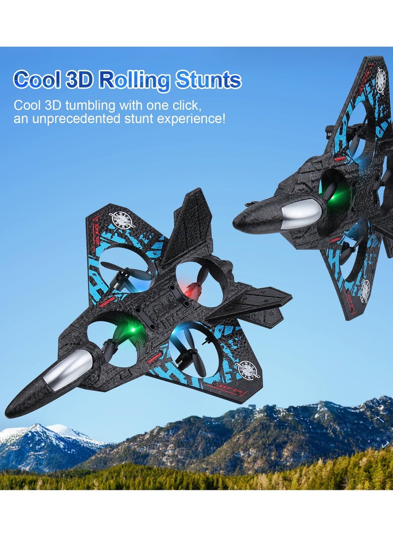 BORTONY - Remote Control Drone Plane 2.4GHz Quadcopter Hovering with Auto Hovering Fighter Aircraft RC Airplane RTF for Beginner Kids and Adults 3D Flip Airplane Toy with Colored Lights USB Charging Model L0712 - Image 1