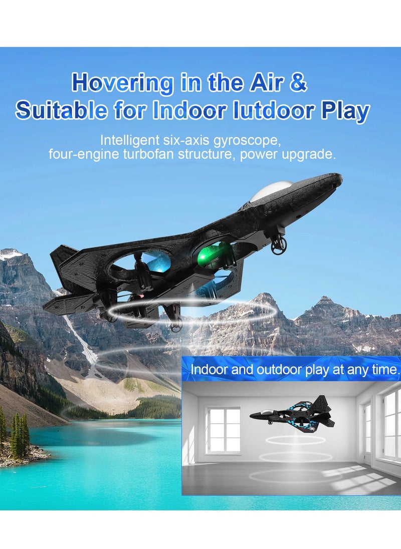 BORTONY - Remote Control Drone Plane 2.4GHz Quadcopter Hovering with Auto Hovering Fighter Aircraft RC Airplane RTF for Beginner Kids and Adults 3D Flip Airplane Toy with Colored Lights USB Charging Model L0712 - Image 1