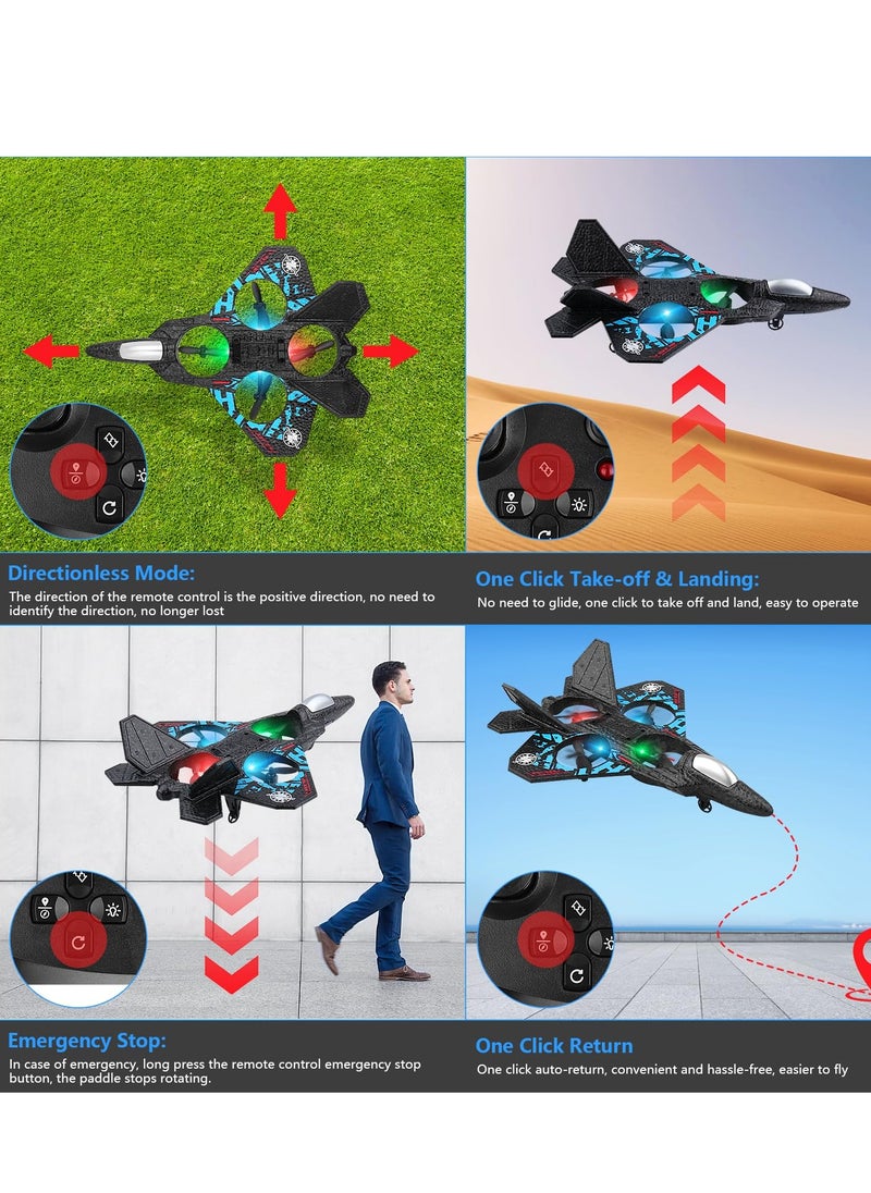 BORTONY - Remote Control Drone Plane 2.4GHz Quadcopter Hovering with Auto Hovering Fighter Aircraft RC Airplane RTF for Beginner Kids and Adults 3D Flip Airplane Toy with Colored Lights USB Charging Model L0712 - Image 1