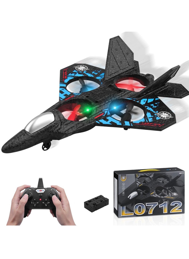 BORTONY - Remote Control Drone Plane 2.4GHz Quadcopter Hovering with Auto Hovering Fighter Aircraft RC Airplane RTF for Beginner Kids and Adults 3D Flip Airplane Toy with Colored Lights USB Charging Model L0712 - Image 1