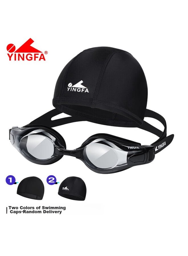 Yingfa Swimming Goggles And Cap Set, High-definition Anti-fog Swimming Gl, Comfortable Breathable Non-constricting Swim Cap, Basic Package - Image 1