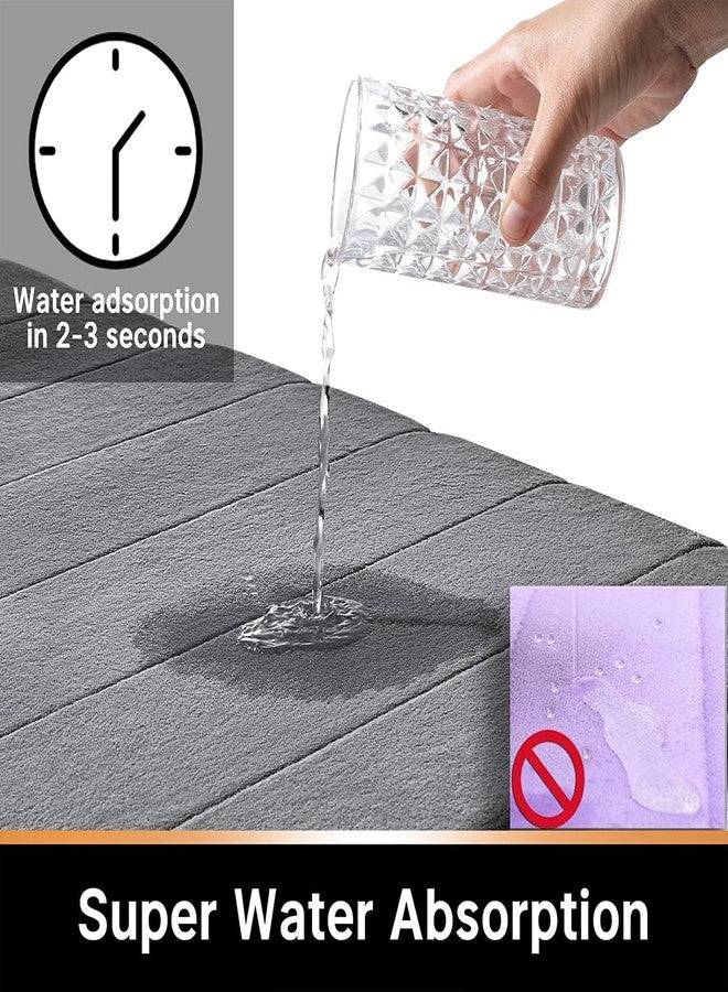 RGkJAS 2 Piece Memory Foam Bath Mat Set, 31.5x19.8 + 24x20 U-Shaped Bathroom Rugs, Toilet Mat, Water Absorption, Non Slip, Thick, Dry Fast (Grey) - Image 4