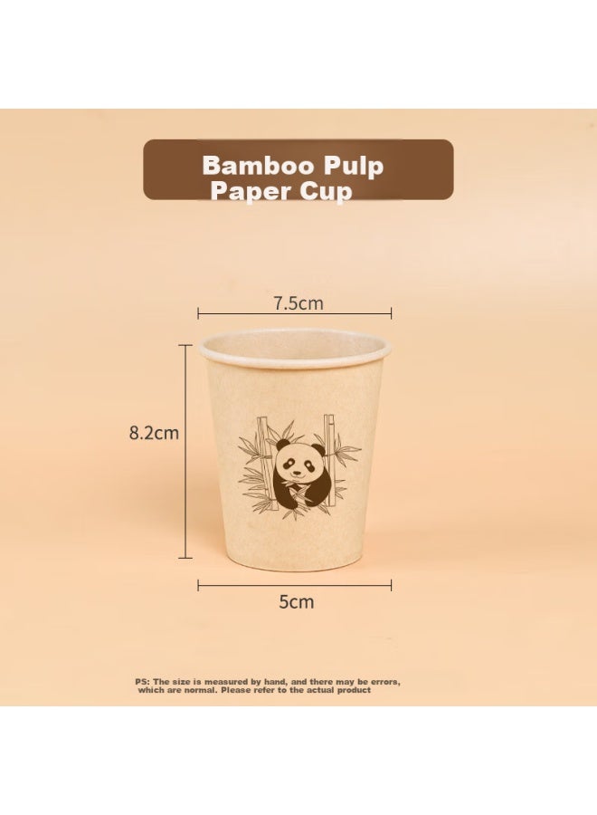 Mengting Disposable Cups, Water Cup, Milk Tea Cup, Coffee Cup, Thickened Natural Color Bamboo Fiber Paper Cup, 500 Count - Image 1