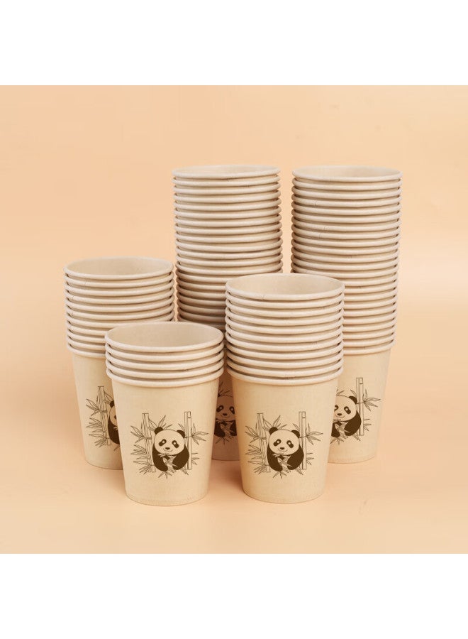Mengting Disposable Cups, Water Cup, Milk Tea Cup, Coffee Cup, Thickened Natural Color Bamboo Fiber Paper Cup, 500 Count - Image 2