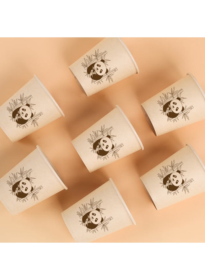 Mengting Disposable Cups, Water Cup, Milk Tea Cup, Coffee Cup, Thickened Natural Color Bamboo Fiber Paper Cup, 500 Count - Image 3