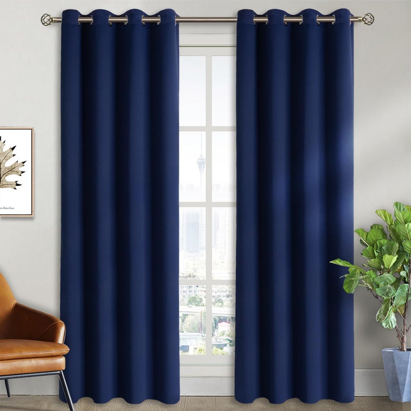 BGment Blackout Curtains for Living Room - Grommet Thermal Insulated Room Darkening Curtains for Bedroom  Set of 2 Panels (52 x 84 Inch  Navy Blue) - Image 1