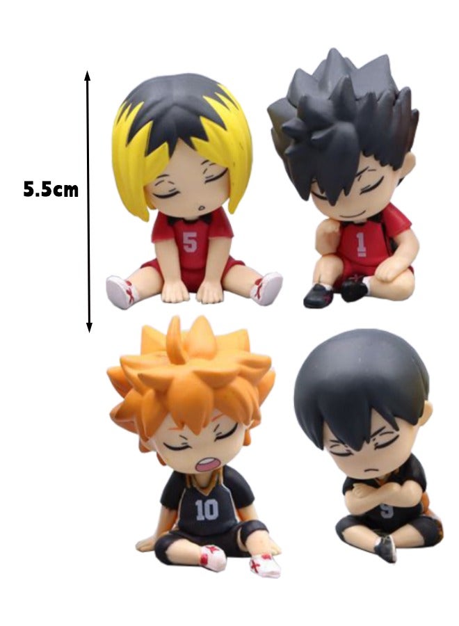 4-Piece Anime Haikyuu!! Action Figure Set, Haikyuu!! Character Sleeping Position Mini Figure, PVC Character Figure Toys, for Desktop Decorations/Collectibles, Gifts for Fan(High About 5.5cm) - Image 2