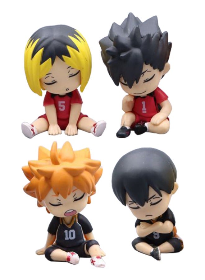 4-Piece Anime Haikyuu!! Action Figure Set, Haikyuu!! Character Sleeping Position Mini Figure, PVC Character Figure Toys, for Desktop Decorations/Collectibles, Gifts for Fan(High About 5.5cm) - Image 1
