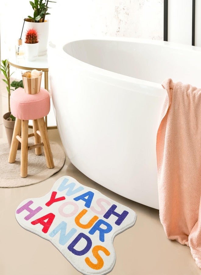 Drydiet Wash Your Hands Wave Funny Bath Mat 24 x 20 Inch Cute Bath Rug Non Slip Novelty Bathroom Rug Fun Colorful Shower Mat Absorbent for Tub Floor Bathroom(White) - Image 3
