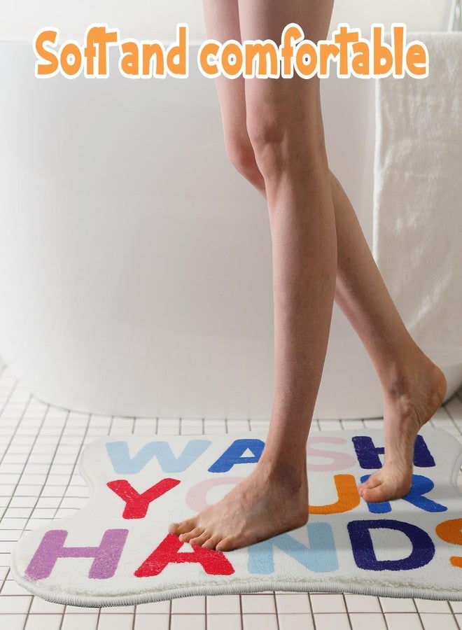 Drydiet Wash Your Hands Wave Funny Bath Mat 24 x 20 Inch Cute Bath Rug Non Slip Novelty Bathroom Rug Fun Colorful Shower Mat Absorbent for Tub Floor Bathroom(White) - Image 5