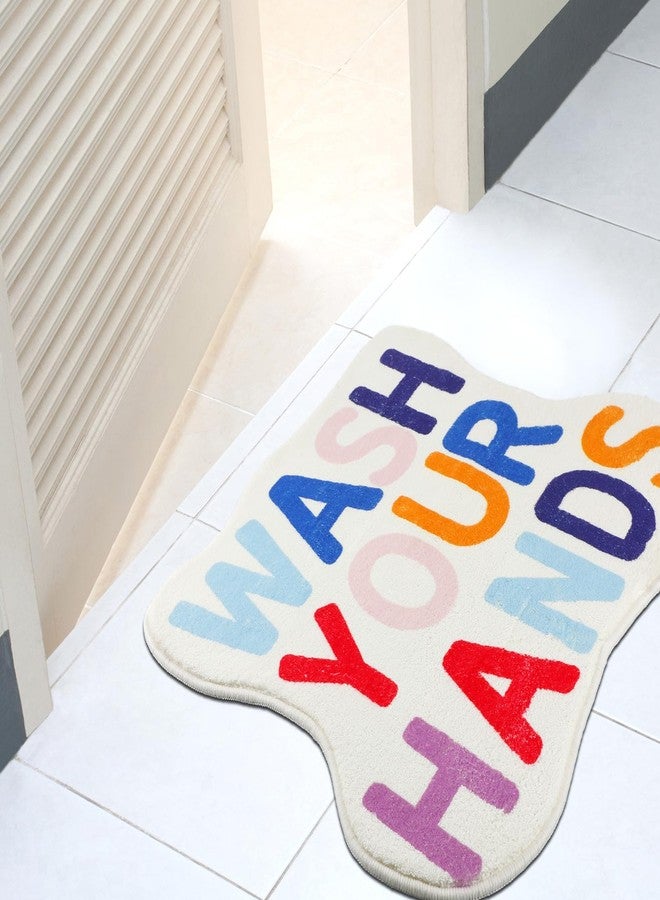 Drydiet Wash Your Hands Wave Funny Bath Mat 24 x 20 Inch Cute Bath Rug Non Slip Novelty Bathroom Rug Fun Colorful Shower Mat Absorbent for Tub Floor Bathroom(White) - Image 4