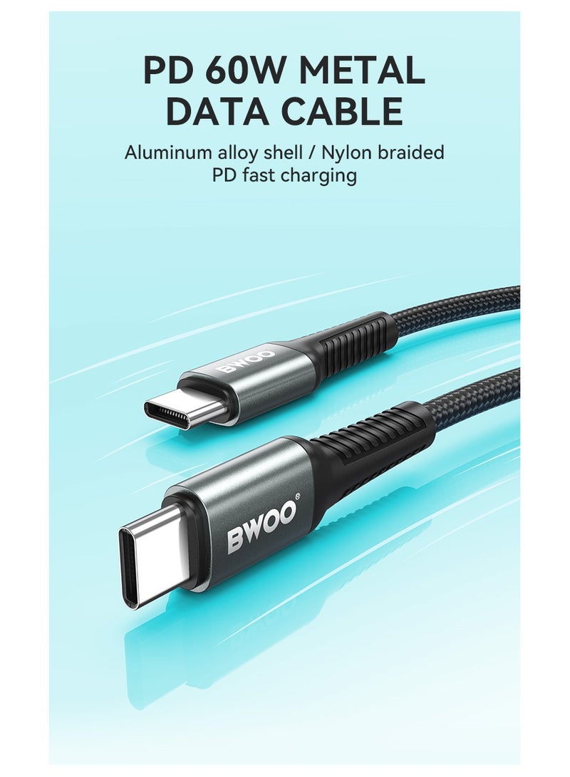 BWOO Type-C To Type-C Fast Charging Data Cable Black - Image 3