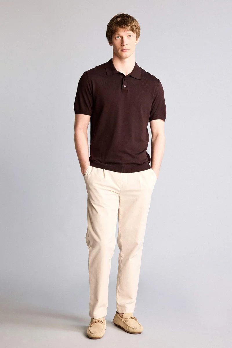 ديفاكتو Standard Fit Polo Collar Knitwear Short Sleeve Polo T-Shirt