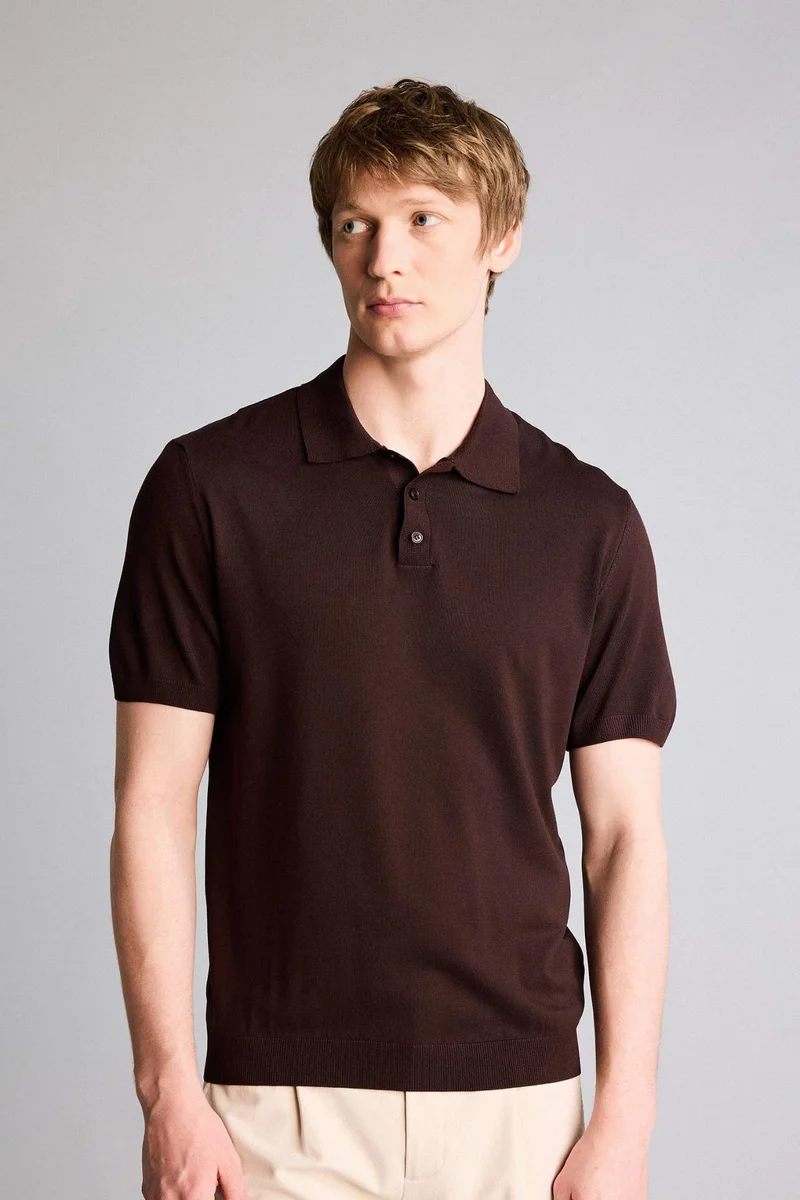 ديفاكتو Standard Fit Polo Collar Knitwear Short Sleeve Polo T-Shirt