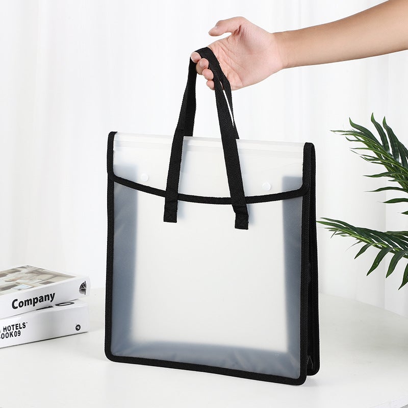 Portable Transparent Canvas Drawing Material Paper Student Data Storage Bag Waterproof Large Capacity A3 Snap File Storage - Image 1