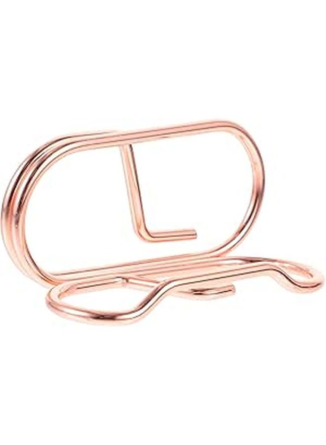 Rose Gold Metal Business Card Holder Stand Desktop Organizer with Multiple Slots - Image 1