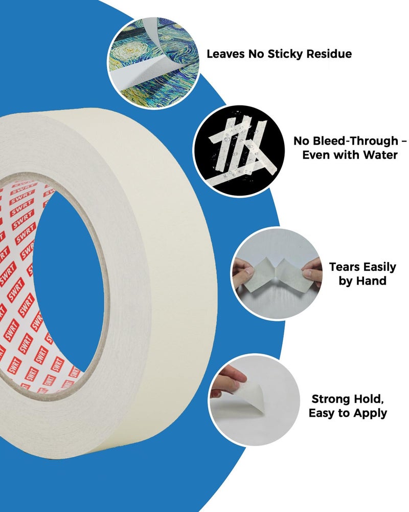 SWRT Masking Tape 2â€ x 55Yds, 10 Rolls â€“ Bulk Value White Tape with Strong Hold & Clean Removal for Multi-Surface Projects & General Purpose (550Yds Total) - Image 5