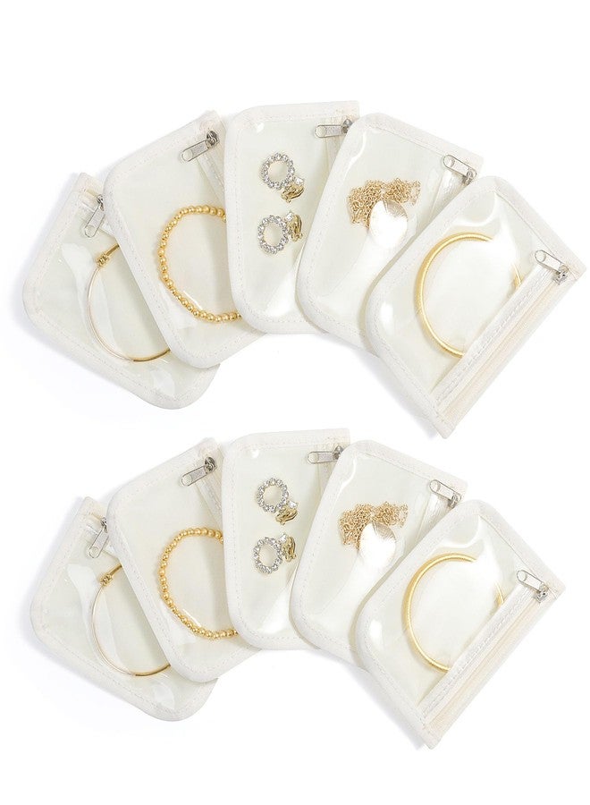 HOMEHIVE Travel Jewelry Bags, 10Pcs Clear Velvet Zipper Travel Jewelry Organizer, Portable Anti Tarnish Jewelry Storage Pouch Bag Gift for Women Girls, 10Pcs Bags - Image 1