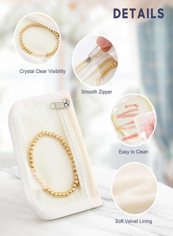 HOMEHIVE Travel Jewelry Bags, 10Pcs Clear Velvet Zipper Travel Jewelry Organizer, Portable Anti Tarnish Jewelry Storage Pouch Bag Gift for Women Girls, 10Pcs Bags - Image 3