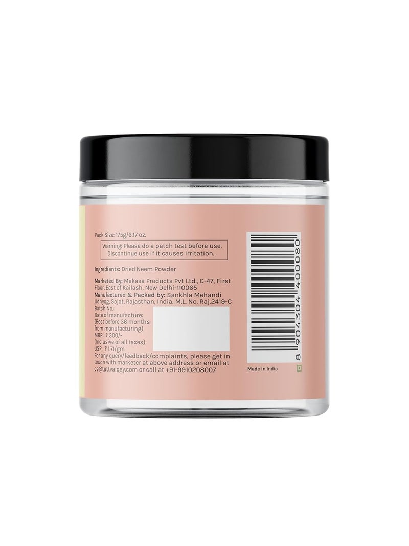 Tattvalogy Tattvaogy Neem Powder Azadirachta Indica Certified Organic 100 Natural Pure Neem Leaves Powder Reduces Pimple For Healthy Skin Hair Chemical Free Hair Pack In Plastic Jar 175 GM  - Image 3