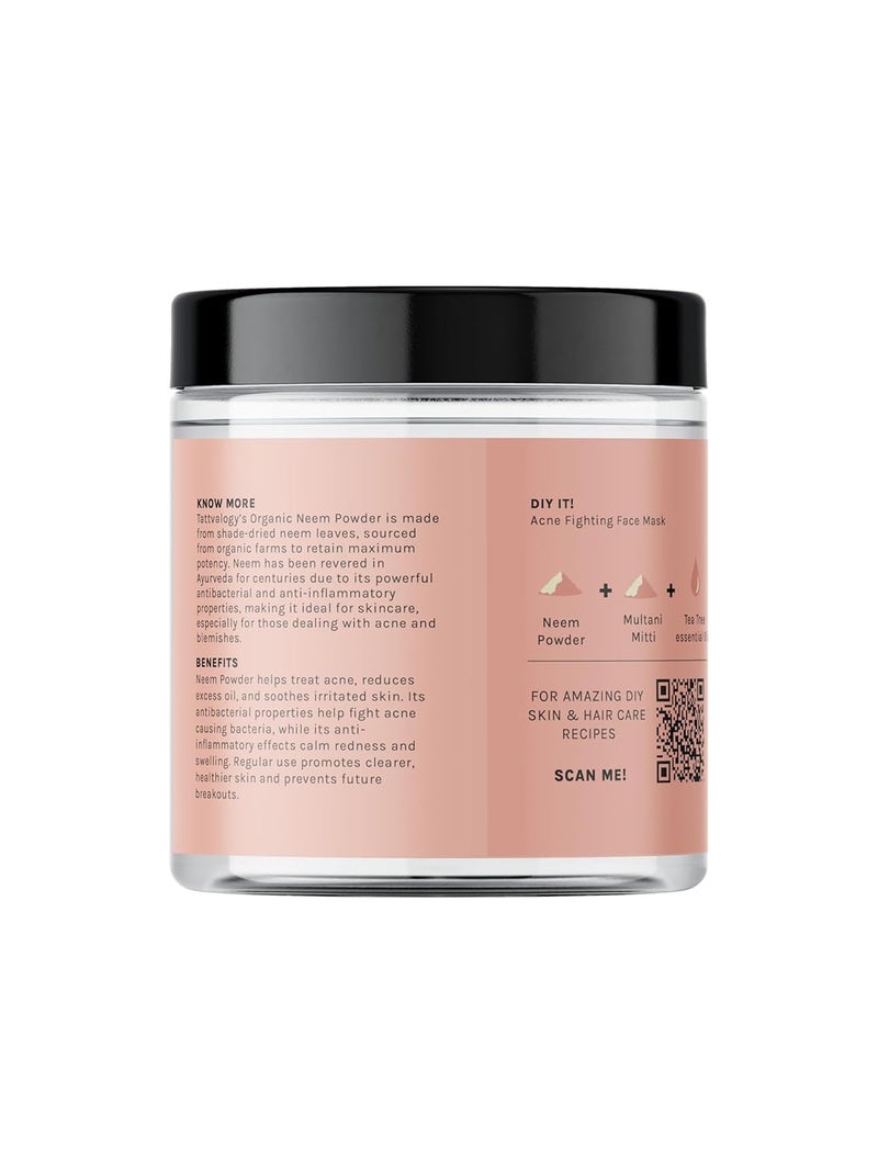 Tattvalogy Tattvaogy Neem Powder Azadirachta Indica Certified Organic 100 Natural Pure Neem Leaves Powder Reduces Pimple For Healthy Skin Hair Chemical Free Hair Pack In Plastic Jar 175 GM  - Image 2